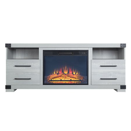 MANHATTAN COMFORT Richmond 60" Fireplace with 2 Drawers and 2 Shelves in Grey FP1-GY